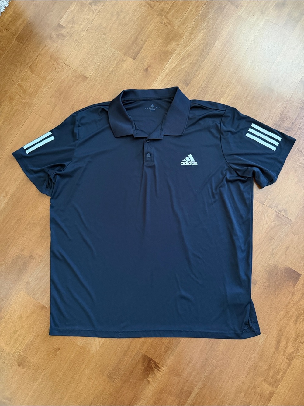 ADIDAS Climacool Black Polo with White Sleeve Stripes